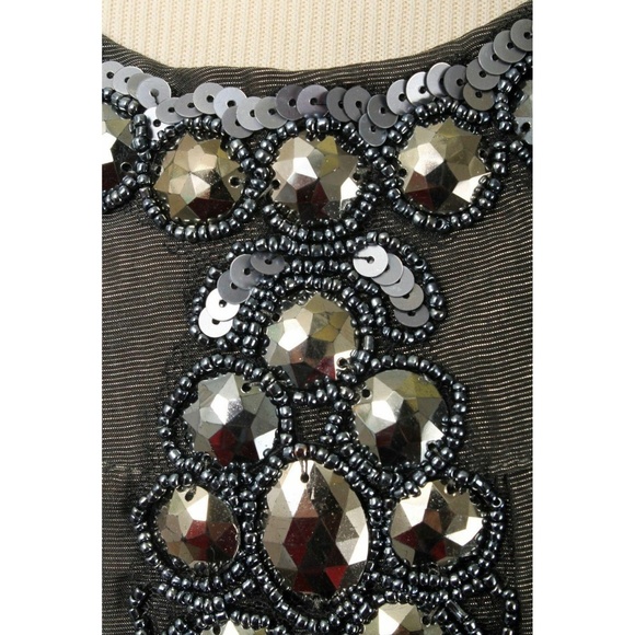 🍍BANANA USA Brown Metallic Embellish Shift Dress - Picture 4 of 5